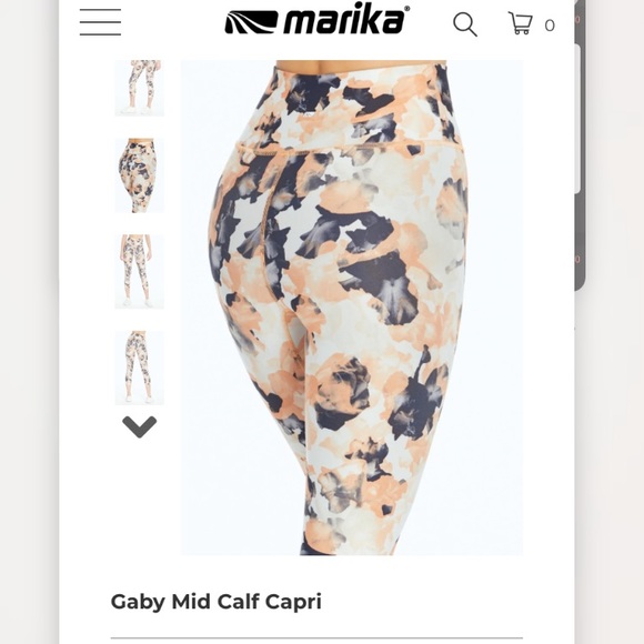 NWT New MARIKA Gaby Floral HIGH WAIST Orange Gray White Capri Yoga Leggings Sz M - Picture 2 of 16